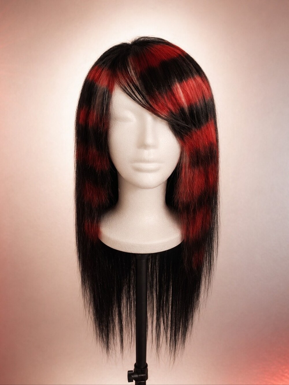 Red Black Human Hair Scene Queen Wig, 26 Inch Lace Front